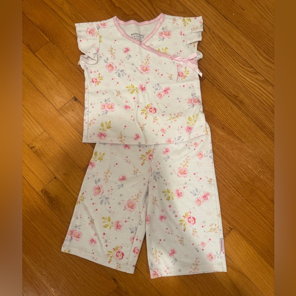 American Girl Bitty Baby Floral Pajama Set - Pink and White